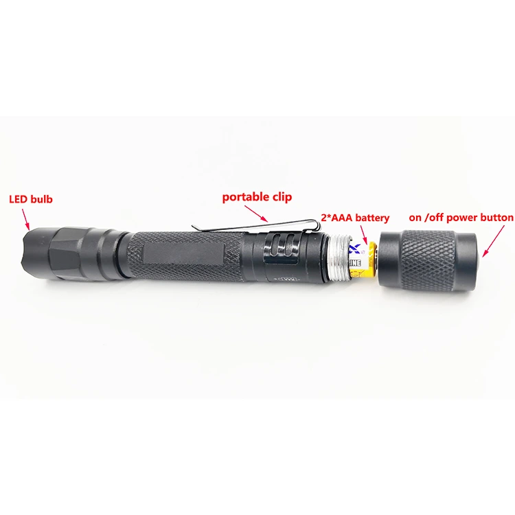 Pocket Clip Pen Aluminum Mini LED Flashlight 